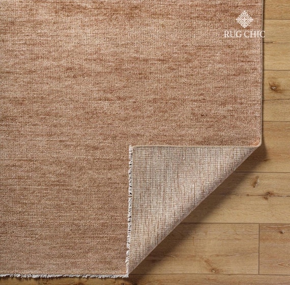 Solid Area Rug, Terracotta Hand Knotted Wool Area Rug, Modern Handmade Rug, 9x12 Area Rug for Living Room, Bedroom, Turkish Hand Knotted Rug