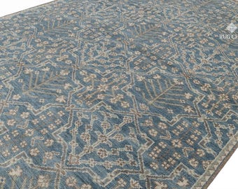 Geometric Hand Knotted Rug,Handmade Oushak Rug for Living Room, Bedroom, Dining Area, Turkish Oushak Rug, 9x12 10x14, Trending Wool Rug