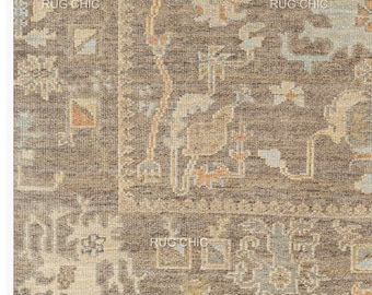 Brown Hand-Knotted Rug, 8x10, 9x12, 10x14 Area Rug, Handmade Oushak Rug for Living Room, Bedroom, Dining Area, Vintage Turkish Oushak Rug