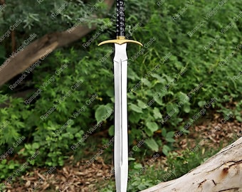 Handmade Damascus Steel Medieval Sword Viking Fantasy cosplay sword for Wall Decor with Leather Sheath