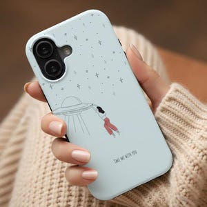 Funda para teléfono OVNI de Chica Cósmica, Arte Alienígena Minimalista, Protección Resistente