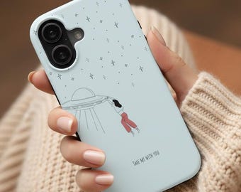 Cosmic Girl UFO-Telefonhülle, minimalistische Alien-Kunst, robuster Schutz