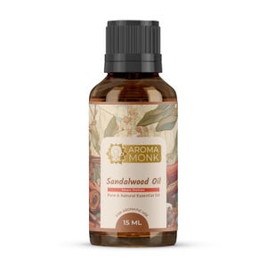 Pure Sandalwood Essential Oil | 100% Pure & Natural Sandalwood Oil for Aromatherapy, Diffuser, Home Fragrance, Soap, Candle Making –15ml