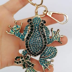 Art Style Purse Charm Insect Frog Keychain Keyring Pendant Rhinestone Crystals CDK5853H