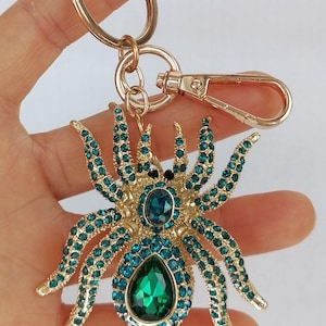 Art Style Insect Spider Keychain Pendant Featuring Rhinestone Crystals Purse Charm Decorations CDK6485H