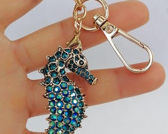 Art Style Seahorse Keychain Keyring Pendant Rhinestone Crystals CDK2254HB