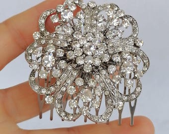 Rhinestone Crystal Flower Wedding Hair Comb