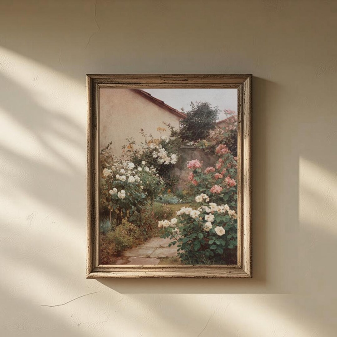 Cottagecore Garden Roses Print: Classic Floral Wall Art (digital ...
