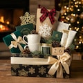 Cozy Christmas Gift Basket: Throw Blanket, Hot Cocoa & Personalized Card product logo