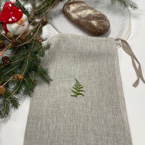Linen Bread Christmas Bag, Fabric Bread Keeper Storage, Handmade Eco Friendly Bakery Bag, Beeswax Bread Bag For Farmhouse Kitchen Gift