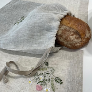 Bread Bag, Handmade Linen Bread Keeper, Fabric Storage Bag For Kitchen, Eco Friendly Bakery Bag, Beeswax Farmhouse Bag, Christmas Gift Idea