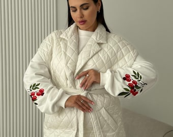 CLVR Quilted Vest with Belt, Ivory Puffer Waistcoat