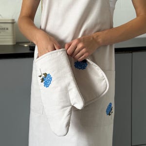 Oven Mitt, Double Oven Mitt Gloves, Funny Hot Pot Holder, Organic Cotton Oven Gloves, Rustic Farmhouse Kitchen Decor, Gift For Cook