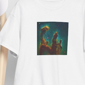 Pillars of Creation Mosaic T-Shirt – Eagle Nebula Space Art Tee, Hubble/JWST Stained-Glass Style Shirt