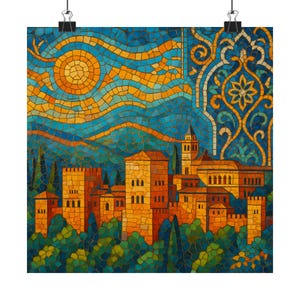 Alhambra Mosaic Print: Granada, Spain - Mediterranean Wall Art