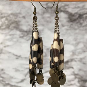 African earrings -Beaded hoop earrings - Dangle earrings - Statement jewelry - Ethnic jewelry - Tribal jewelry-Ethnic earrings-Tribal hoop-
