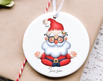 Santa Yoga Christmas Ornament -Personalized Yogi Christmas Ornament  - Yoga Teacher Gift - Keep sake Yearly Ornament