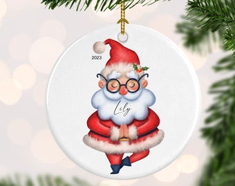 Santa Yoga Christmas Ornament -Personalized Yogi Christmas Ornament  - Yoga Teacher Gift - Keep sake Yearly Ornament