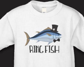 Ring Bearer Gift - Mr. Ring Fish Shirt - Personalized Bridal Party Gifts - Jr. Groomsman, Best Man - Handcrafted Wedding -Flower Girl Gift