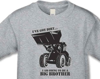 Big Brother to be Shirt - Boys Bull Dozer Big Brother T-Shirt - Create Matching Sibling or Family Shirts - Pregnancy Announement Shirts