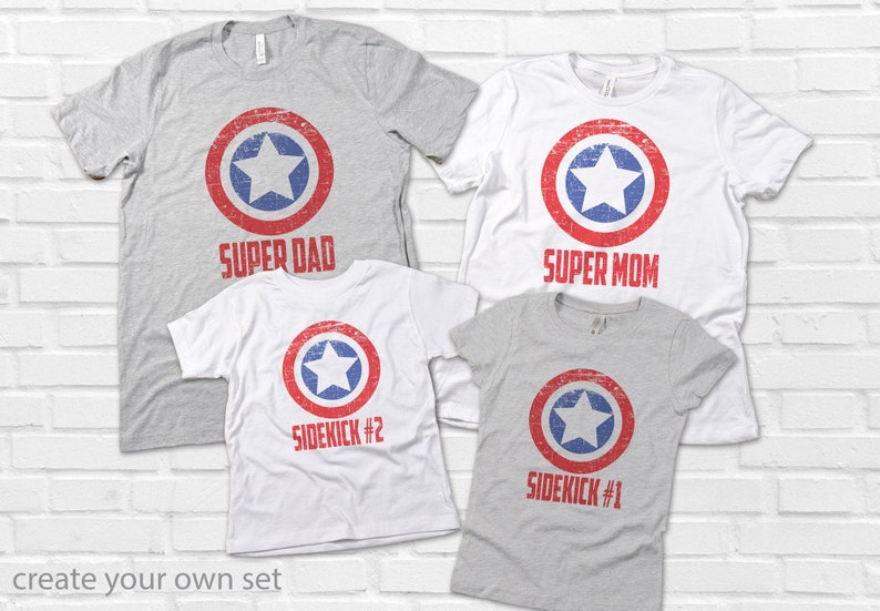 Super Dad and Sidekick Shirts  - Father Daughter Son Shirts - Mommy Me Superhero Tees - this listing is not sold as a set - distressed print 