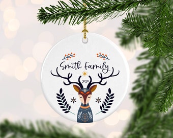 Personalized Nordic Christmas Ornament Hygge Decor Tree Ornament Christmas Gift Scandinavian Deer Design Christmas Housewarming Gift