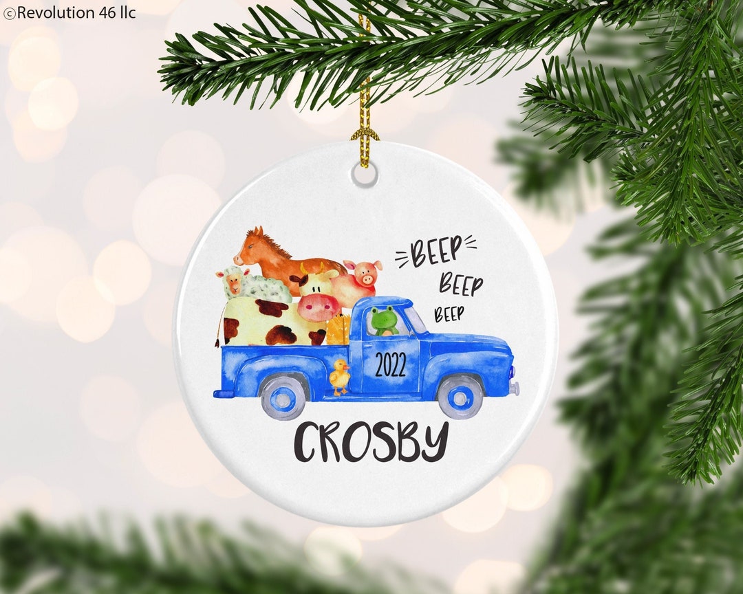 Blue Truck Christmas Ornament 