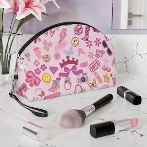 Girly Makeup Bag, Cosmetic Pouch, Zipper Bag, Travel Organizer, Cute Bag for Women, Teen Girls