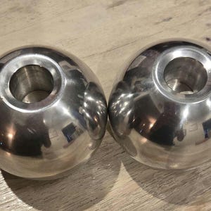 Vintage IKEA NÄSSJÖ Aluminum Orb Candle Holders – Modern Minimalist Sphere Design – Set of 2 - Discontinued