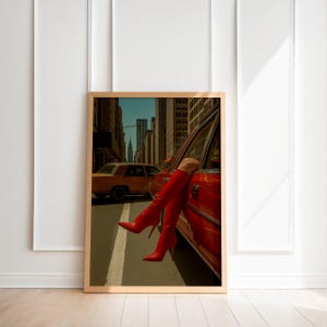 High Heels in Red Classic Car NYC Taxi Poster NYC Fashion Photography Fashion Wall Art Print New York Fashion Week Printable Wall Art