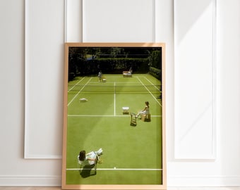 Vintage poster tennisclub – oud geld esthetische muurkunst, preppy zomerprint, decor countryclub, poster high society, poster tennisclub