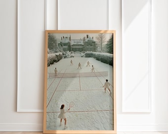 Vintage poster tennisclub – oud geld esthetische muurkunst, preppy zomerprint, decor countryclub, poster high society, poster tennisclub