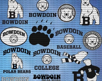 SVG en capas de Bowdoin College, atletismo, SVG de osos polares, Cricut, fútbol, universidad, archivo digital.