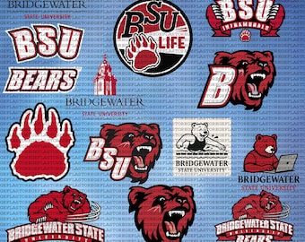 Geschichtete Bridgewater State Universität SVG, Cricut, Bären SVG, BSU, Leichtathletik, College, Fußball, digitale Datei.
