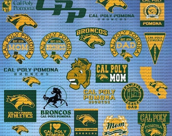 SVG en capas de Cal Poly Pomona University, atletismo, Broncos SVG, CPP, Cricut, universidad, fútbol, archivo digital.