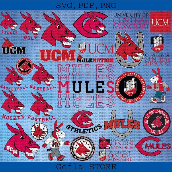 Layered University Of Central Missouri SVG, Cricut, Mules SVG, Athletics, UCM, College, Football, Instant Download.