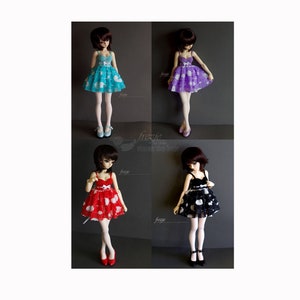 Polkadot ruffle dress for bjd MSD and Tonner dolls