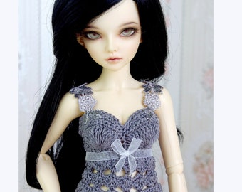 Grey & silver crochet top, corset, cami top, tank top for slim bjd MSD and Tonner dolls