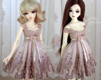 Cappuccino beige dress for bjd MSD and Tonner dolls