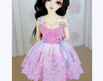 Pink & silver dress for bjd MSD and Tonner dolls