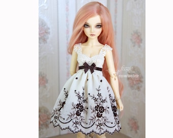 Cream & brown dress for bjd MSD and Tonner dolls
