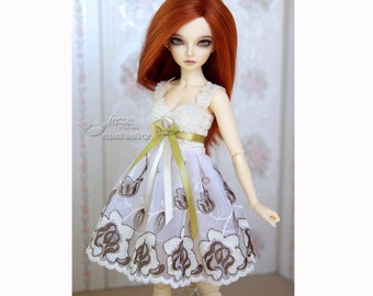 Creme & olive Kleid für bjd MSD und Tonner Puppen
