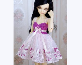 Pastel pink & purple dress for bjd MSD and Tonner dolls