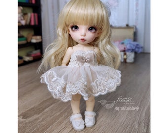 Cream and beige lace dress for Pukifee, Lati Yellow