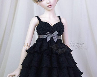 Black ruffle dress for bjd MSD and Tonner dolls