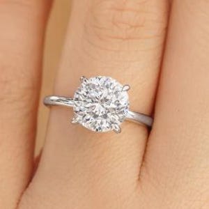 3 Ct Round Moissanite Hidden Halo Engagement Ring, Solitaire Promise Ring, 925 Silver Round Cut Ring, 4 Prong Ring, 3 Carat Moissanite Ring