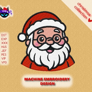 Machineborduurontwerp kerstman: patroon kerstvakantie (direct downloaden)
