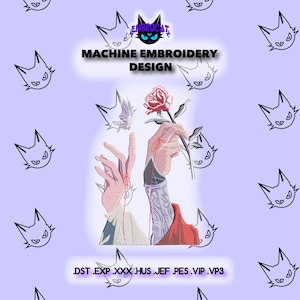 Handbroderidesign med ros – Häxkonst, gotisk maskinbroderi (digital nedladdning)
