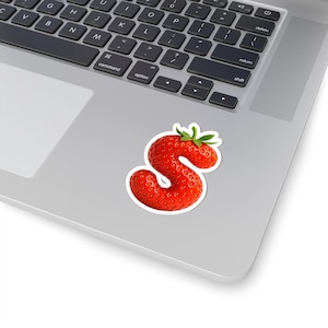 Strawberry Letter &#39;S&#39; Kiss-Cut Stickers | Fun Laptop Decor, Scrapbooking, Gifts for Kids, Party Favors, Cute Aesthetic