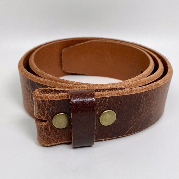 Brown Full Grain Leather Natural Finish Belt Strap for Buckles